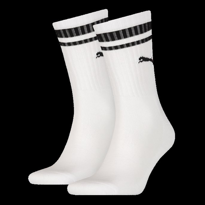 Hvit Puma På Tilbud Unisex Crew Heritage Stripe Sokker 2 Pakke