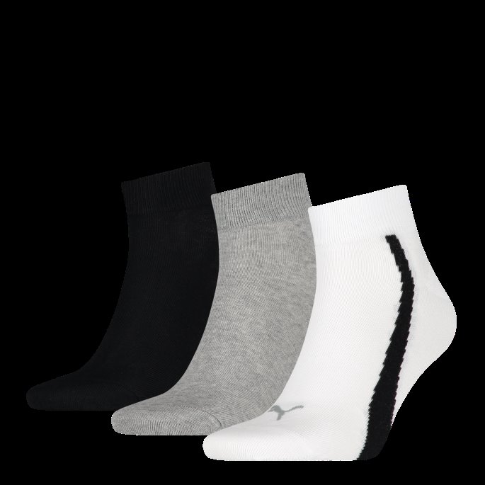 Hvit-grå-svarte Unisex Livsstil Quarter Sokker 3-pakning Puma På Salg