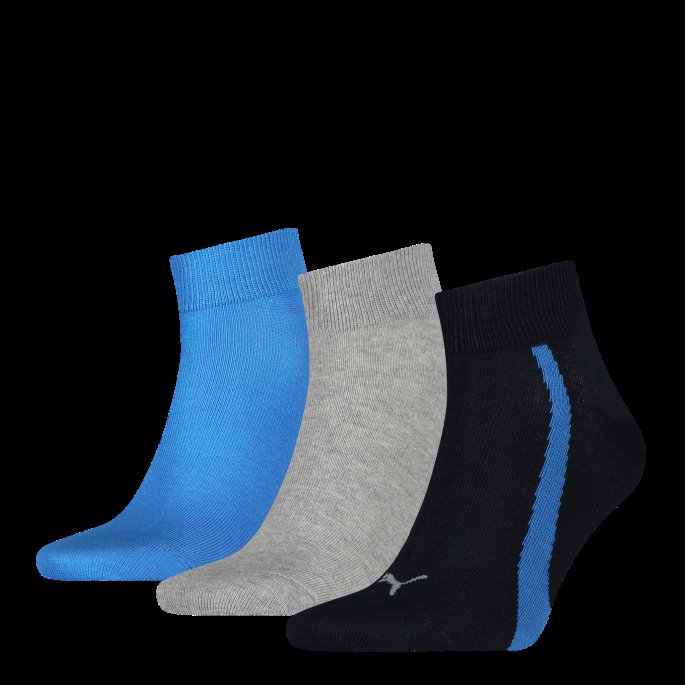Unisex Livsstil Quarter Sokker 3 Pack Puma På Tilbud Marine-grå-sterk Blå