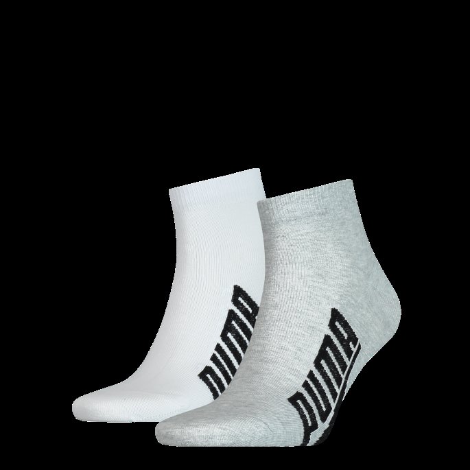 Puma På Tilbud Unisex Bwt Lifestyle Quarter Sokker 2 Pakke Hvit-grå-svart