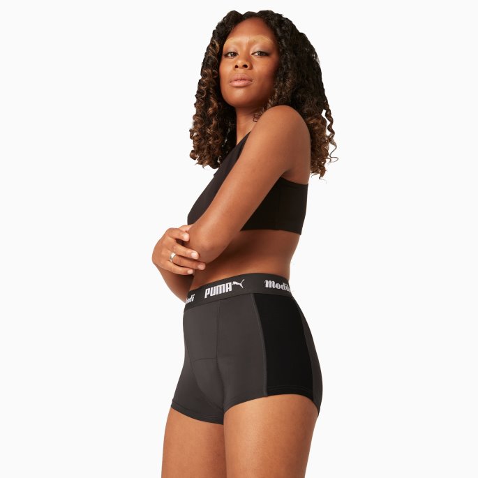 Svart - Grå Puma På Tilbud X Modibodi Active Boyshort (moderat-tung)