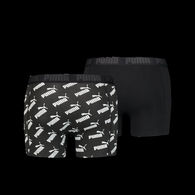 Puma På Tilbud Herre All-over-print Logo Boxer 2 Pakke Svart