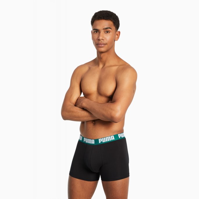 Puma På Tilbud Herre All-over-print Logo Boxer 2 Pakke Grønn-svart