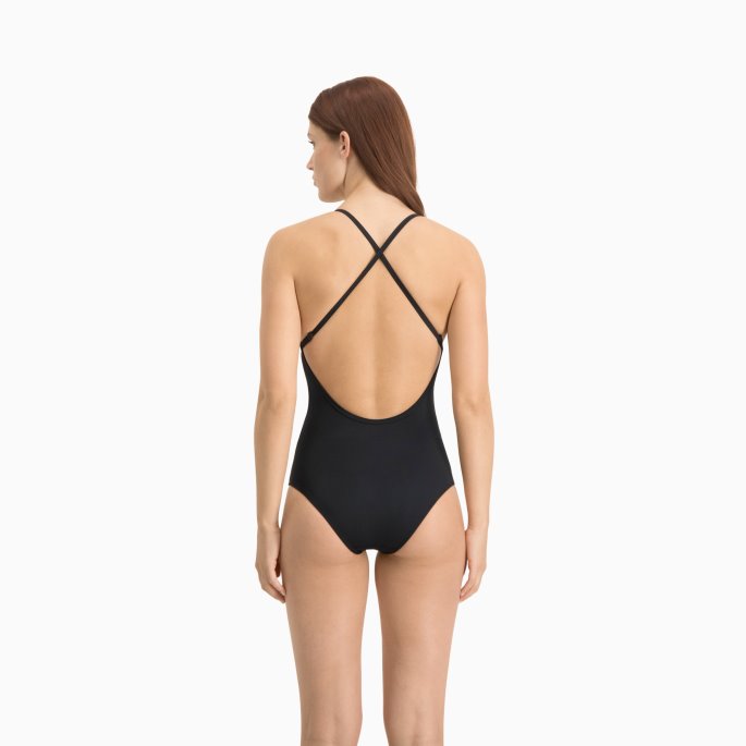 Puma På Tilbud Svømme Dame V-hals Cross Back Badedrakt Svart