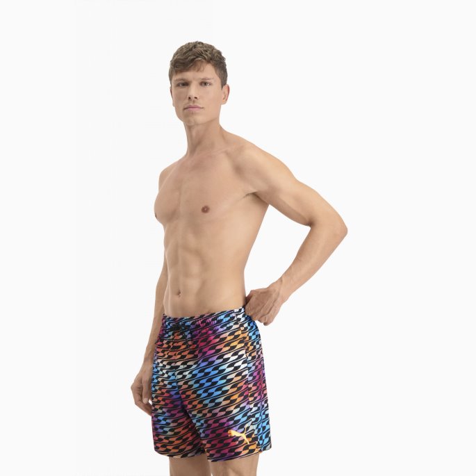 Puma På Tilbud Svømme Formstrip Herre Mellomlang Kort Svart Combo