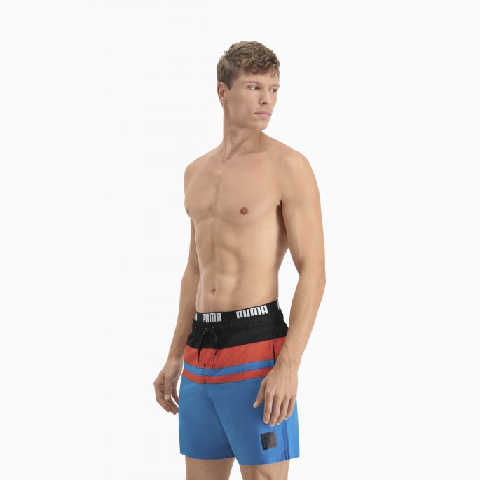 Puma På Tilbud Svømmer Heritage Stripe Menns Mellomlange Shorts Blå Combo