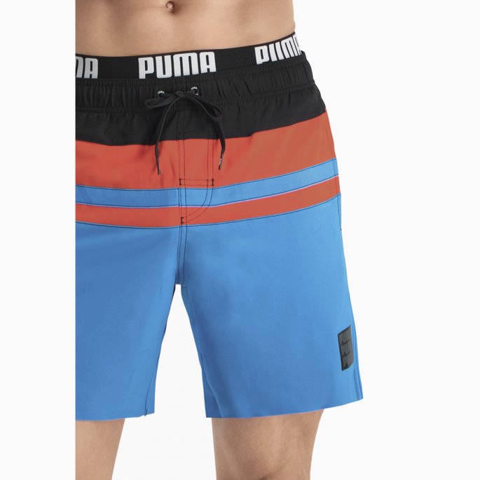 Puma På Tilbud Svømmer Heritage Stripe Menns Mellomlange Shorts Blå Combo