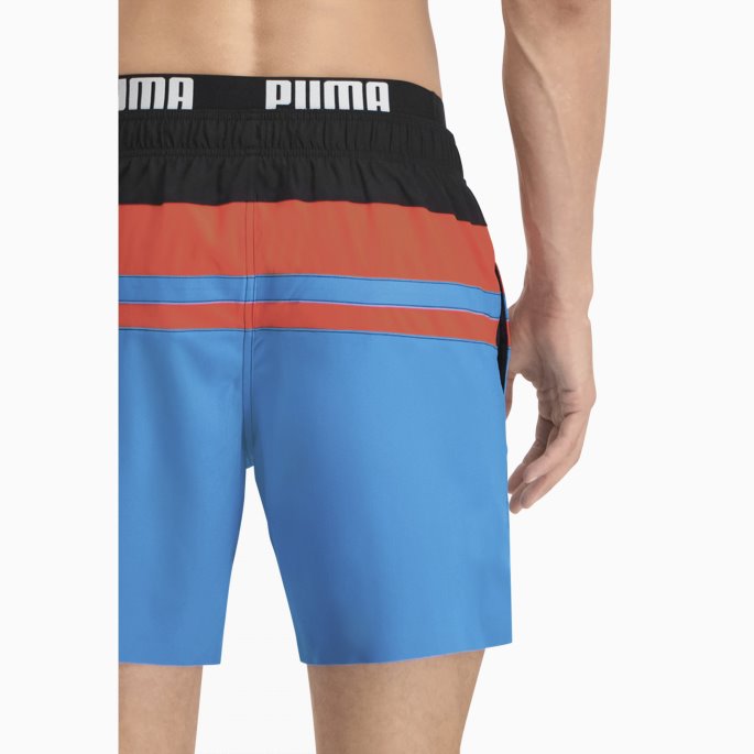 Puma På Tilbud Svømmer Heritage Stripe Menns Mellomlange Shorts Blå Combo