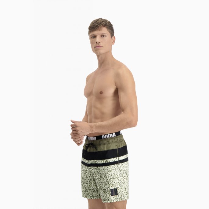 Puma På Tilbud Svømmer Heritage Stripe Menns Mellomlange Shorts Skog