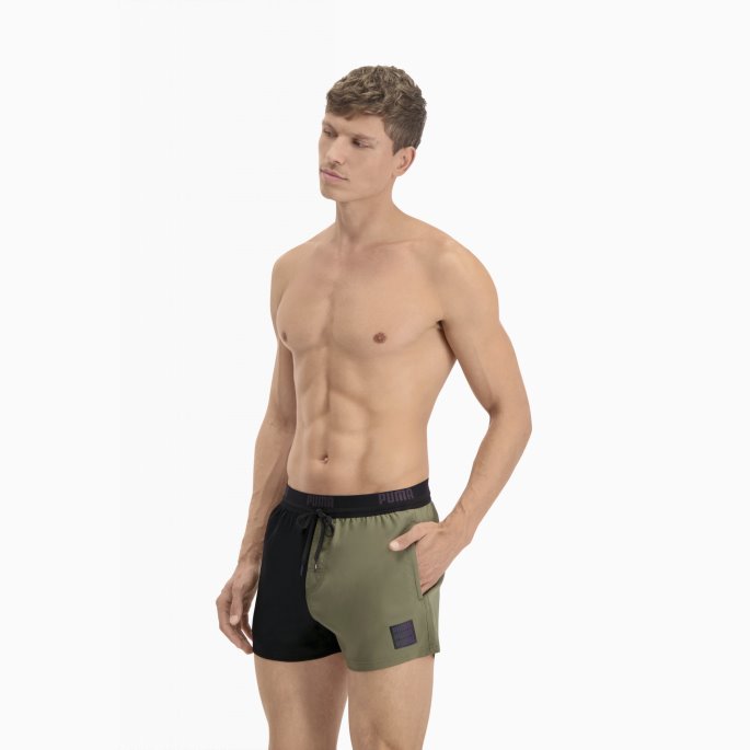 Puma På Tilbud Swim Color Block Badeshorts For Menn Svart Combo