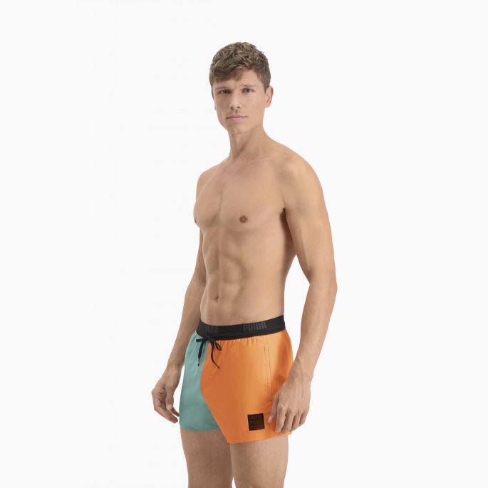 Puma På Tilbud Swim Color Block Badeshorts For Menn Oransje