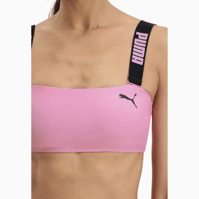 Puma På Tilbud Svømme Dame Bandeau Topp Rosa Glasur