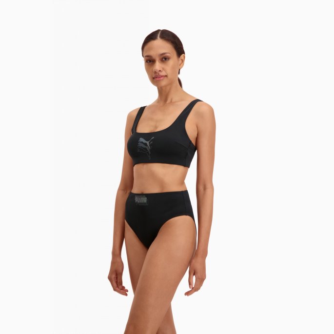 Puma På Tilbud Svømmehøyt Midje Bikinibukse Svart Combo For Kvinner
