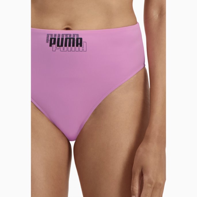 Puma På Tilbud Svømme Høy Midje Bikiniunderdel For Kvinner Rosa Glasur