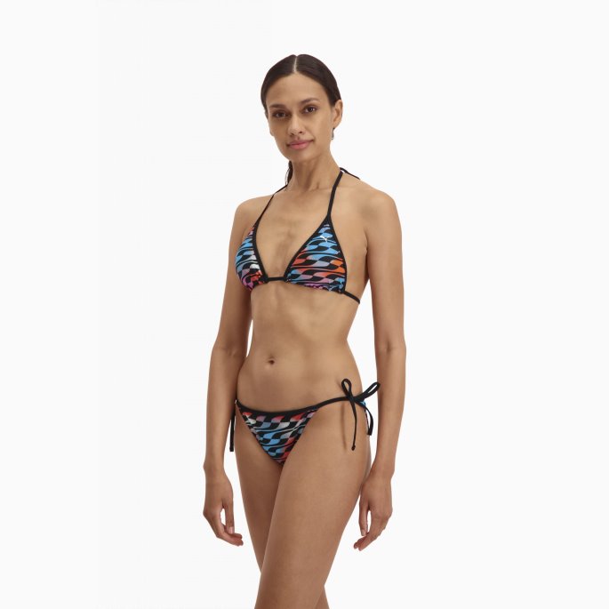 Puma På Tilbud Svømme Formstrip Dame Triangel Bikini Topp Svart Combo