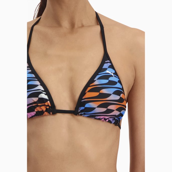 Puma På Tilbud Svømme Formstrip Dame Triangel Bikini Topp Svart Combo