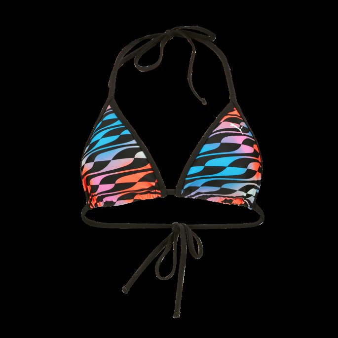 Puma På Tilbud Svømme Formstrip Dame Triangel Bikini Topp Svart Combo