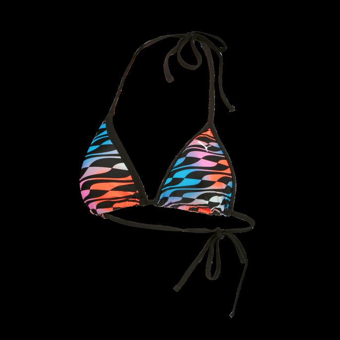 Puma På Tilbud Svømme Formstrip Dame Triangel Bikini Topp Svart Combo