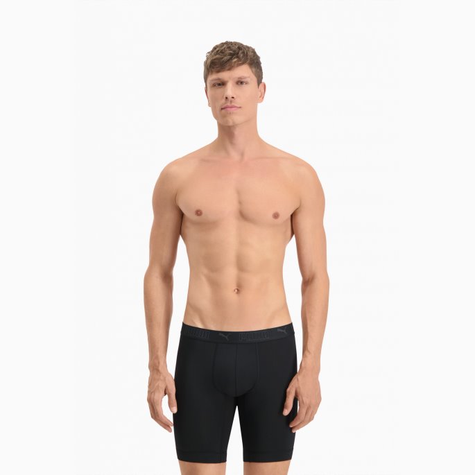 Svart Puma På Tilbud Sport Herre Microfiber Lange Boksere 2 Pakke