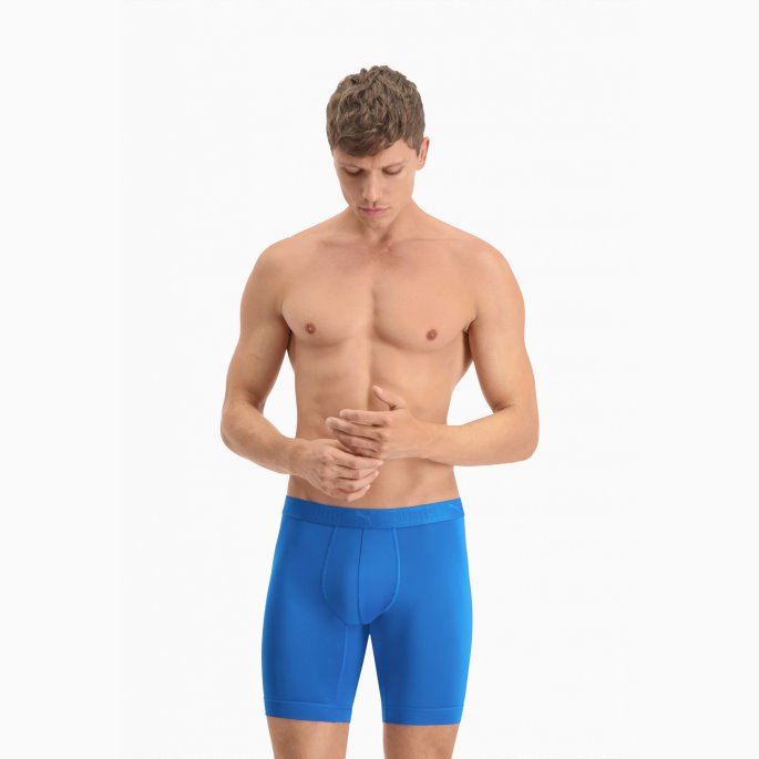 Puma På Tilbud Sport Herre Mikrofiber Lange Boksere 2 Pakke Blå Kombo