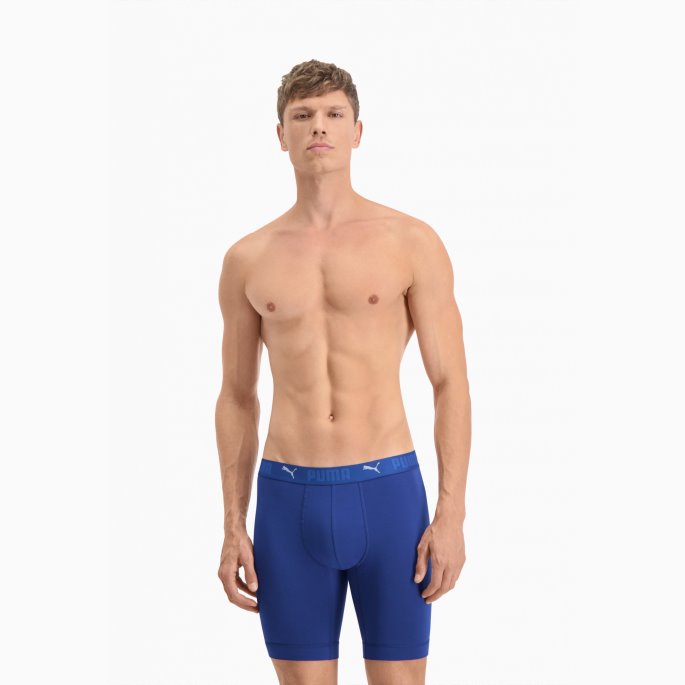 Puma På Tilbud Sport Menns Bomull Lange Boksere 2-pakning Blå Combo