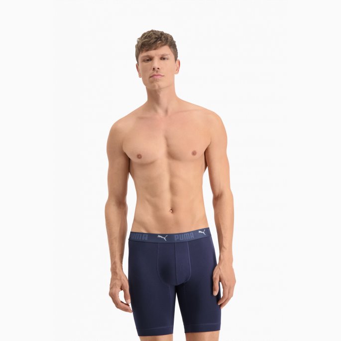 Puma På Tilbud Sport Menns Bomull Lange Boksere 2-pakning Blå Combo