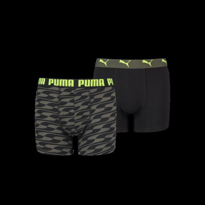Puma På Tilbud Formstrip Print Boxer Boys 2 Pack Mørkegrønn Combo